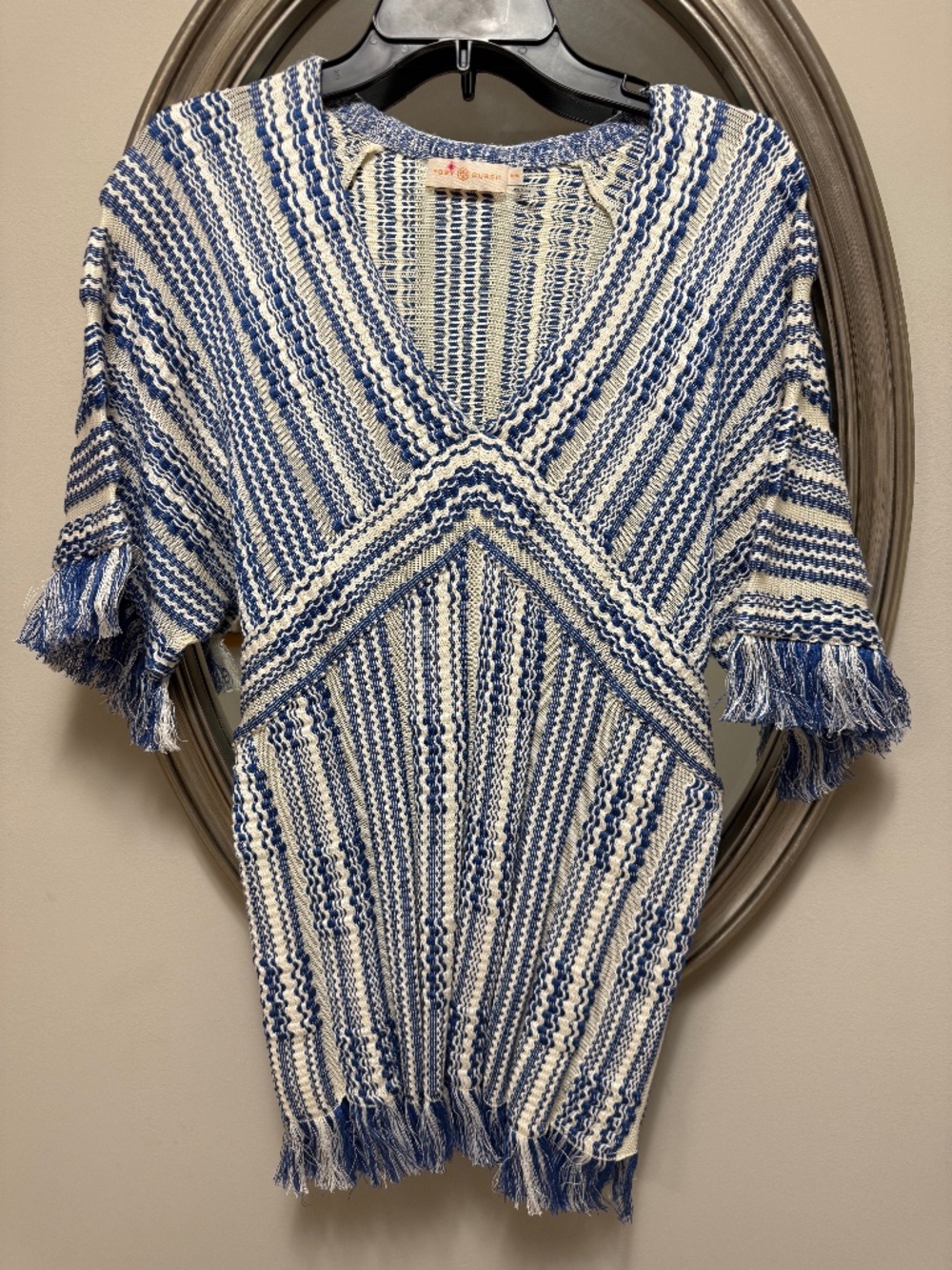 Tory Burch Gwen Stripe Fringe Tunic size M